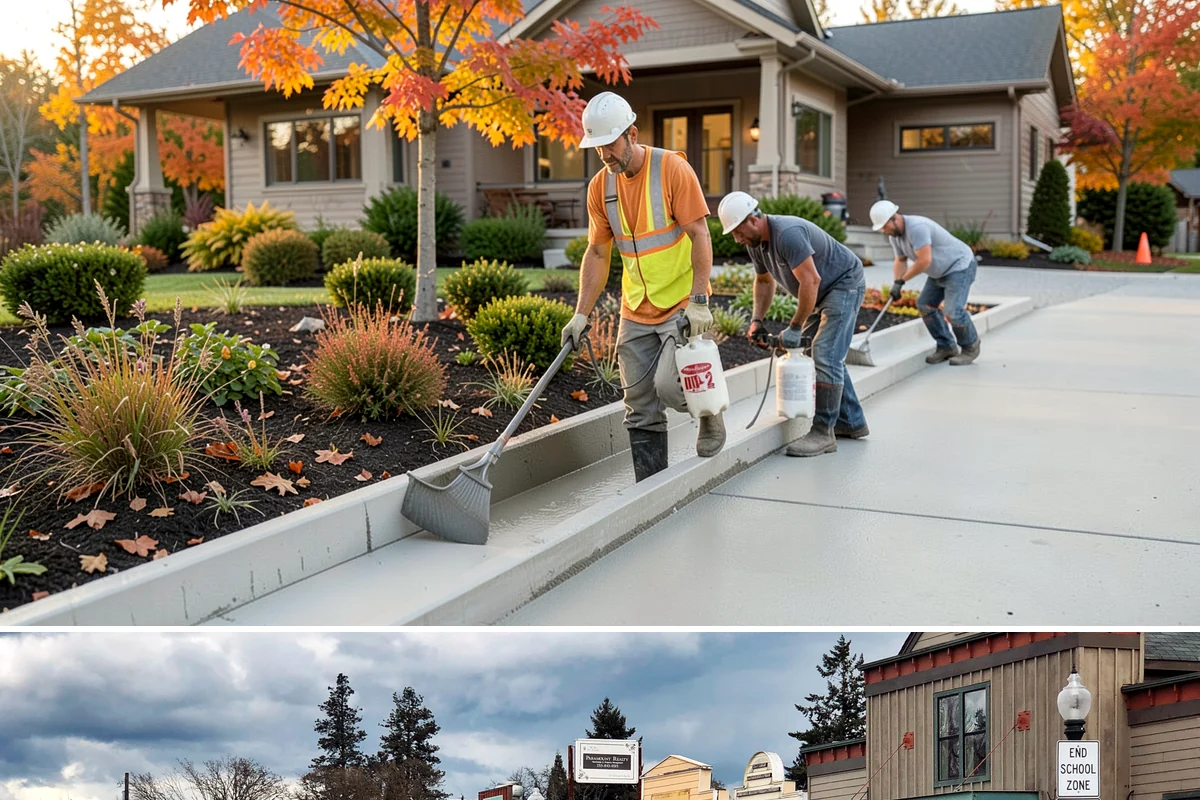 Foundation Construction in Roy, Pierce County, WA - We schedule pours around drier weather when possible and protect fresh concrete from heavy Puget Sound rain so it cures properly.