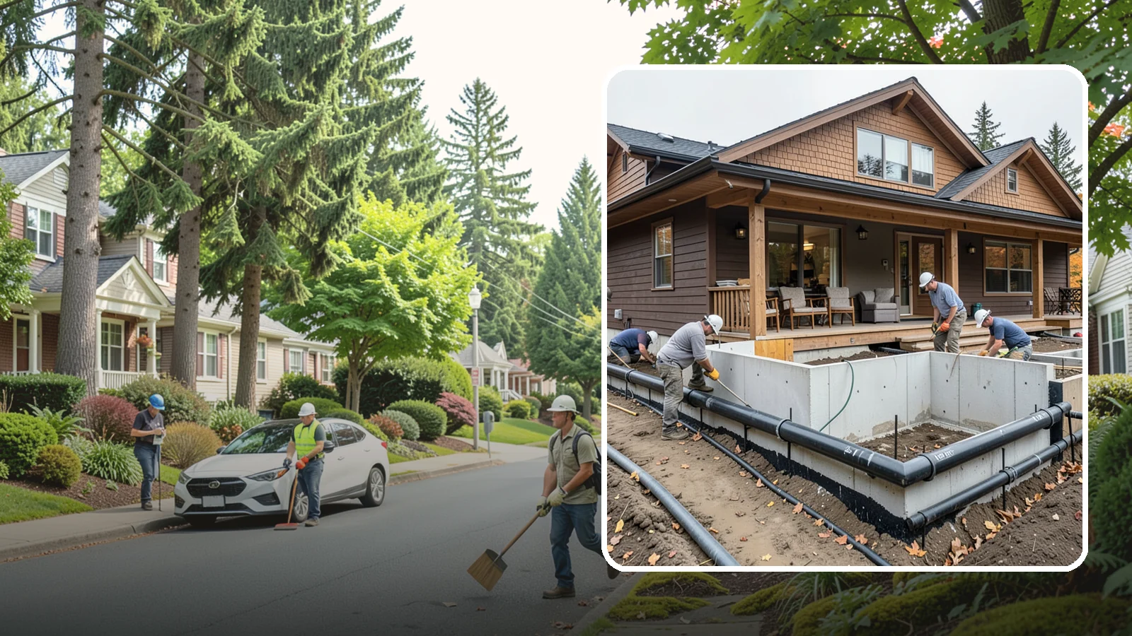 Foundation Drainage System in Beaux Arts Village, King County, WA - We install perimeter and sub-slab drainage that collects groundwater and routes it away from your foundation for good.