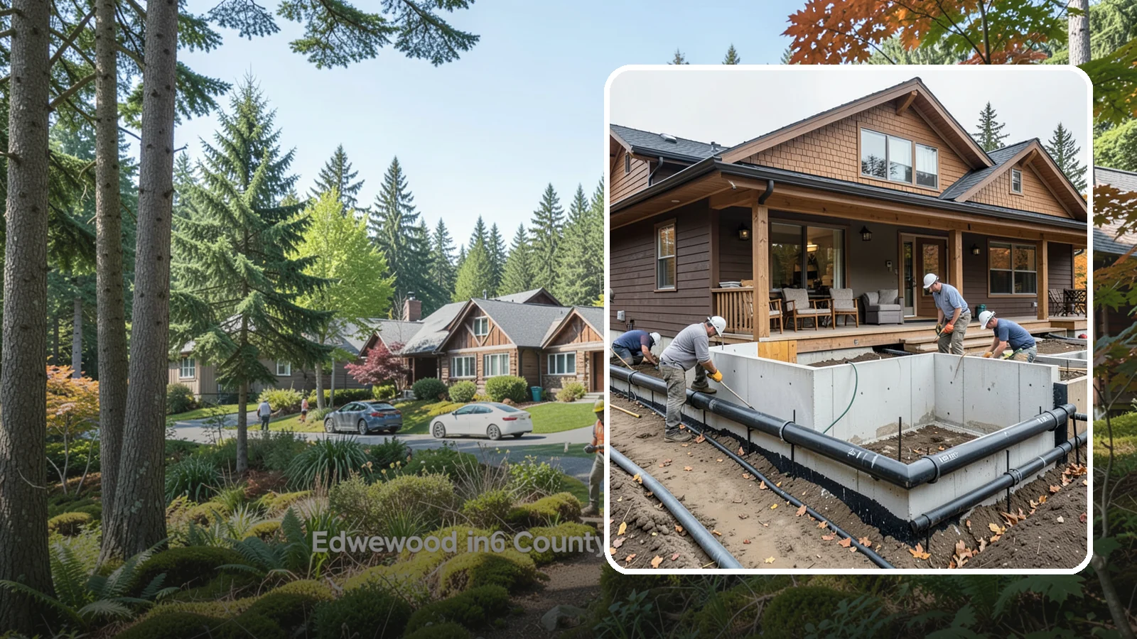 Foundation Drainage System in Edgewood, Pierce County, WA - We install perimeter and sub-slab drainage that collects groundwater and routes it away from your foundation for good.