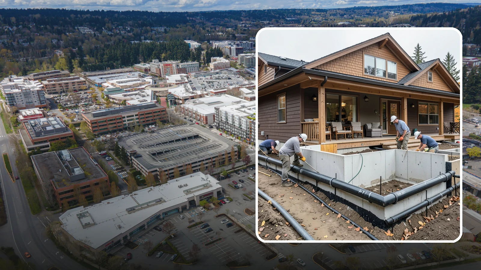 Foundation Drainage System in Redmond, King County, WA - We install perimeter and sub-slab drainage that collects groundwater and routes it away from your foundation for good.