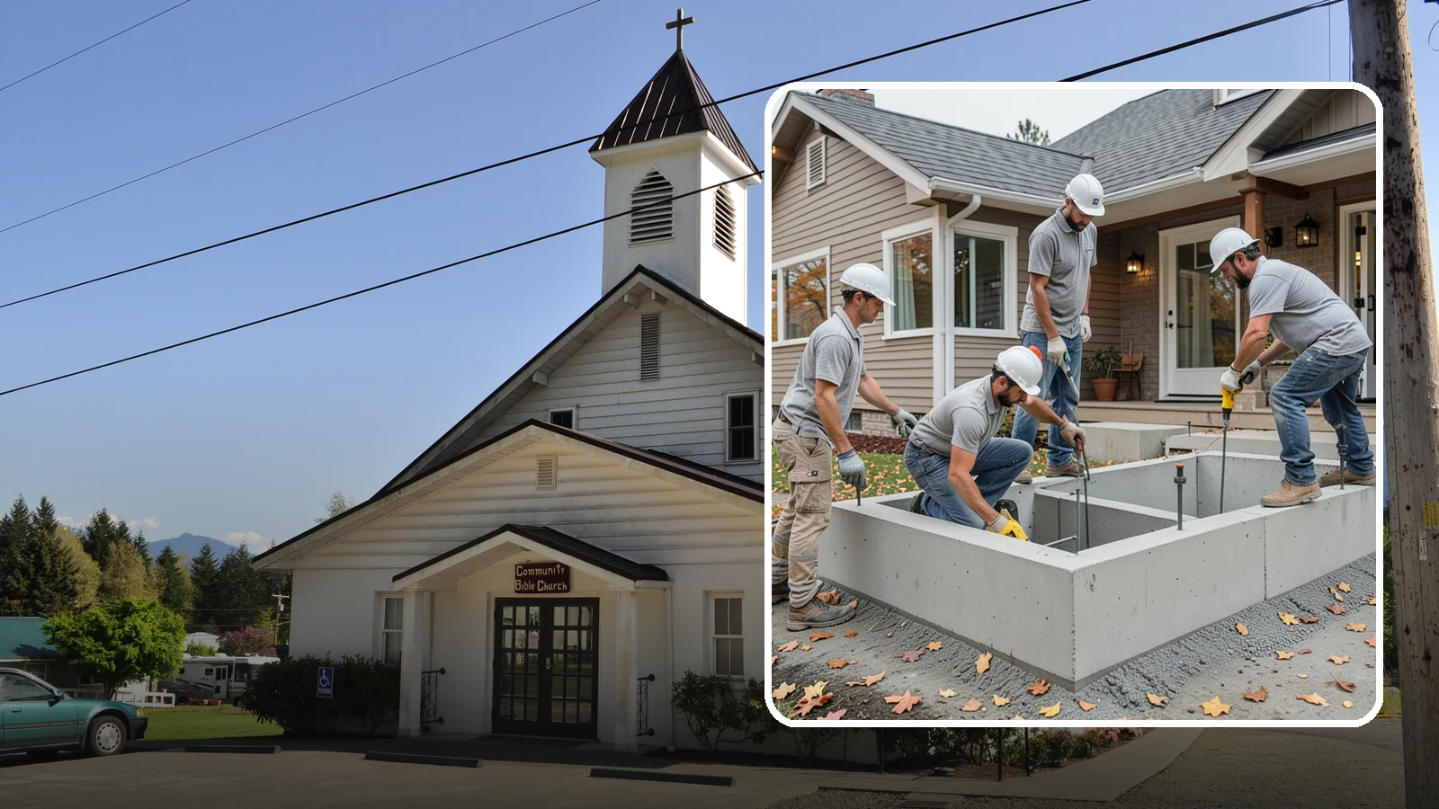 Foundation Leveling in Concrete, Skagit County, WA - We relevel settled foundations to bring floors and walls back toward true and relieve the stress on your home.