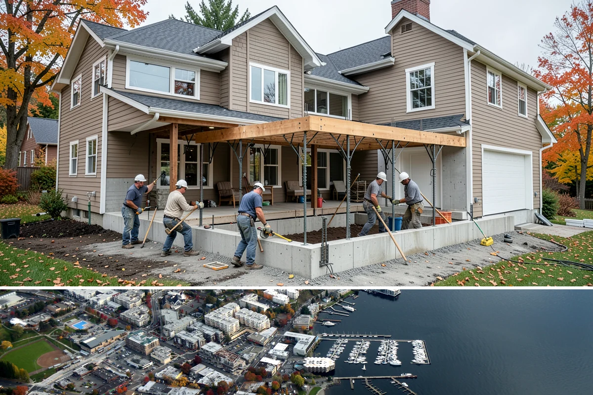 Foundation Leveling in Kirkland, King County, WA - Leveling is best performed when soils are more stable, often in drier months, so the corrected elevations hold.