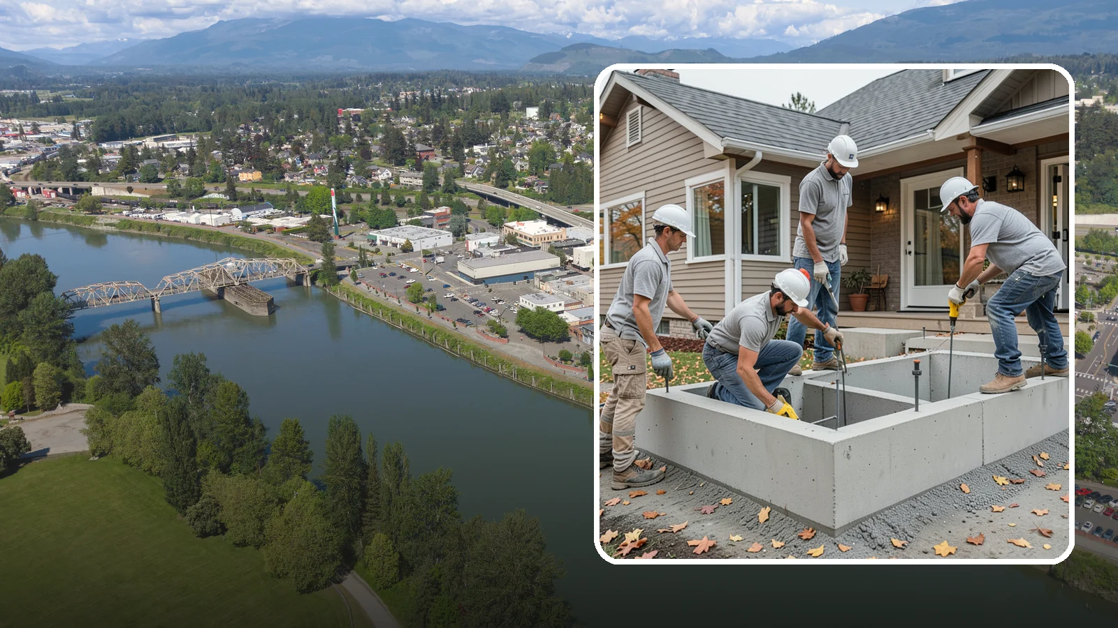 Foundation Leveling in Mount Vernon, Skagit County, WA - We relevel settled foundations to bring floors and walls back toward true and relieve the stress on your home.