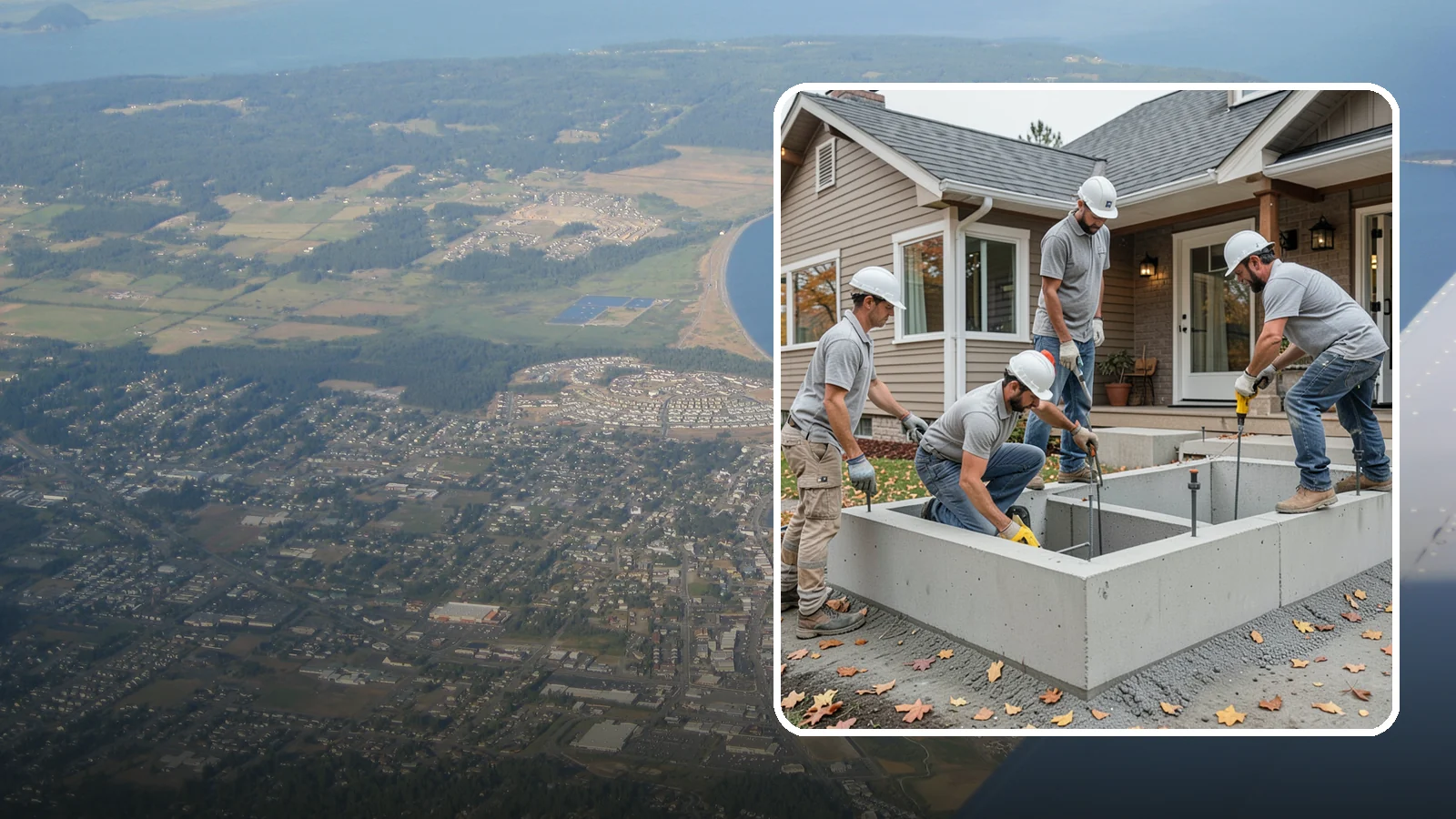 Foundation Leveling in Oak Harbor, Island County, WA - We relevel settled foundations to bring floors and walls back toward true and relieve the stress on your home.