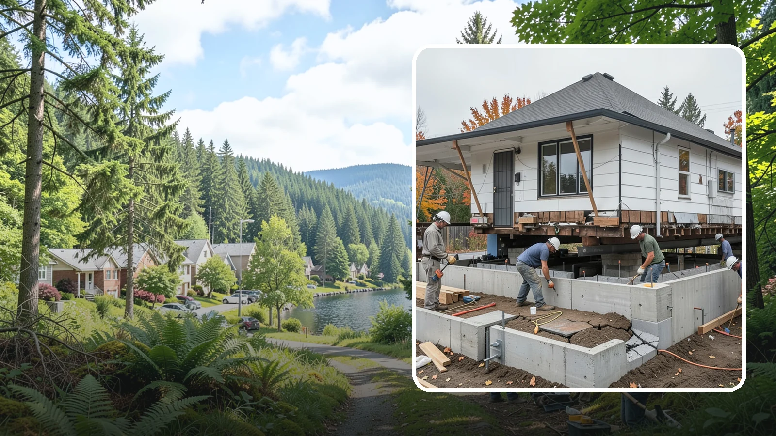 Foundation Repair in Lake Forest Park, King County, WA - Stabilize settling, cracking, or bowing foundations before Northwest water and soil movement worsen the damage.