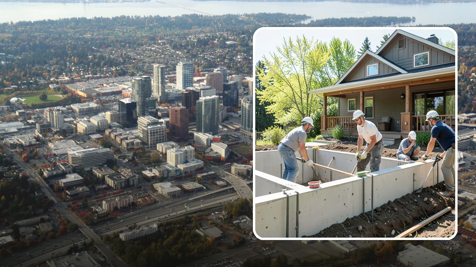 Foundation Underpinning in Bellevue, King County, WA - We underpin existing foundations to extend them to stronger soil and stop ongoing settlement in its tracks.