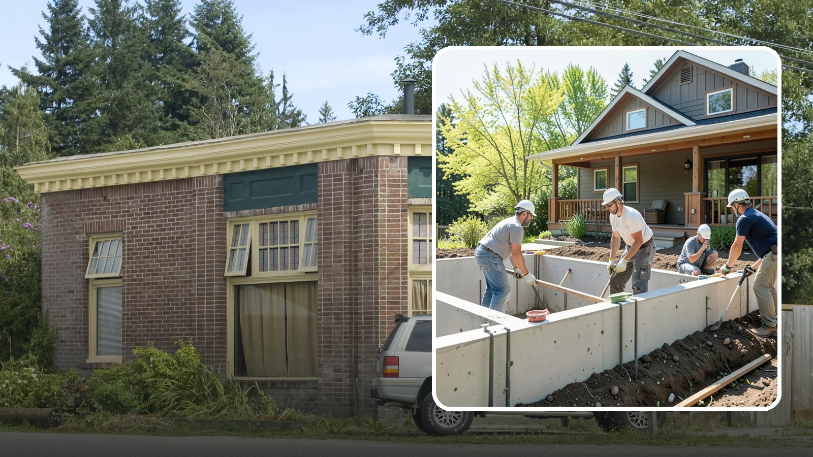 Foundation Underpinning in Hamilton, Skagit County, WA - We underpin existing foundations to extend them to stronger soil and stop ongoing settlement in its tracks.