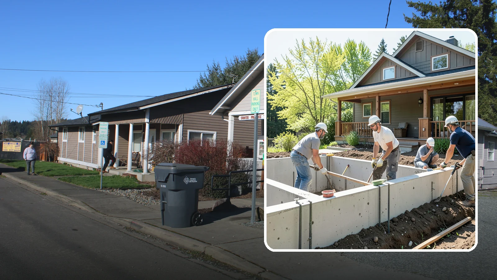 Foundation Underpinning in South Prairie, Pierce County, WA - We underpin existing foundations to extend them to stronger soil and stop ongoing settlement in its tracks.