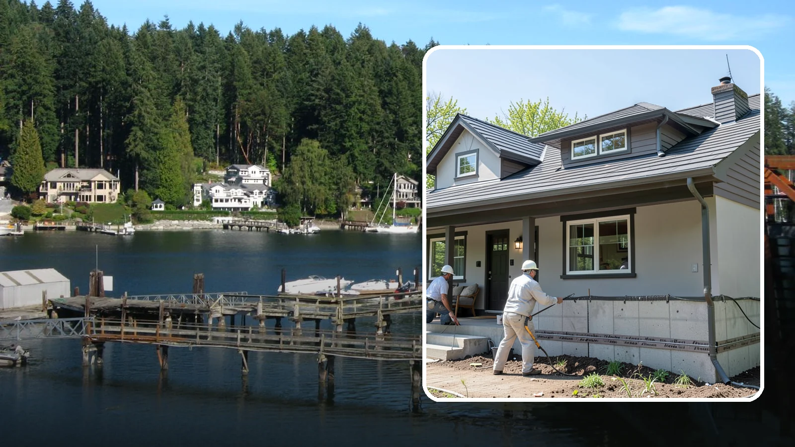 Foundation Waterproofing in Gig Harbor, Pierce County, WA - We waterproof foundation walls with layered barriers that keep wet Puget Sound soils from reaching the concrete.