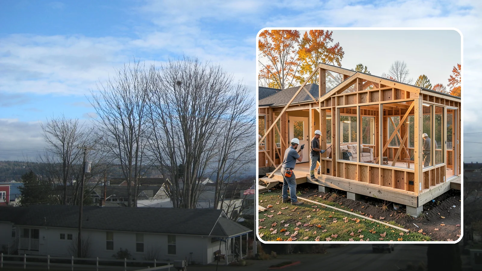 Four-Season Room Construction in Langley, Island County, WA - A fully insulated, climate-controlled room addition usable comfortably all year.