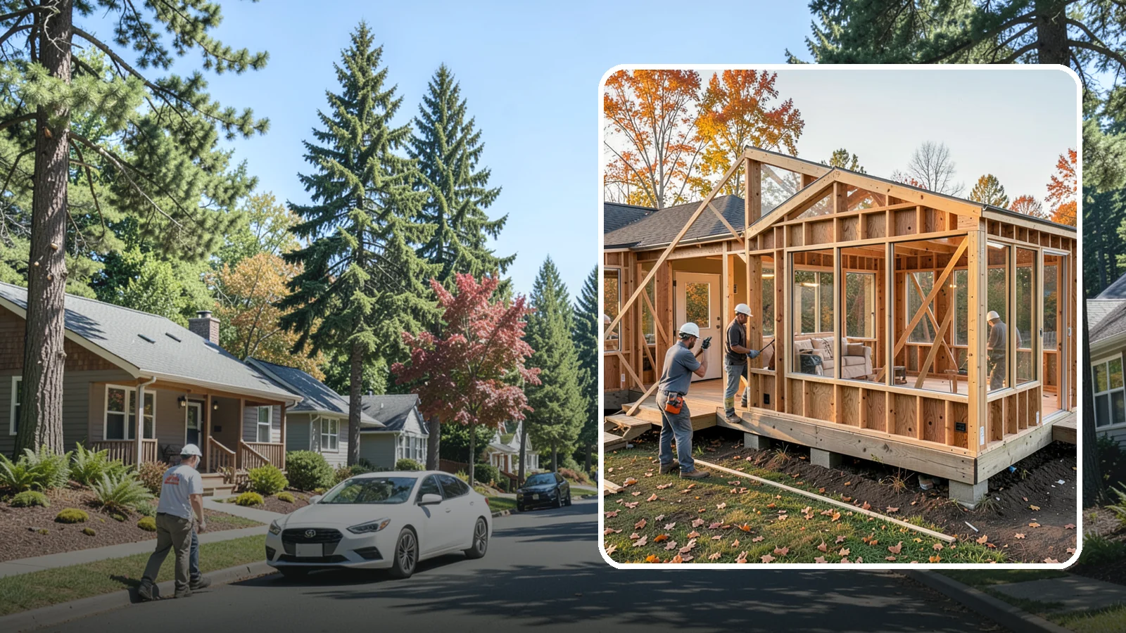 Four-Season Room Construction in Orting, Pierce County, WA - A fully insulated, climate-controlled room addition usable comfortably all year.