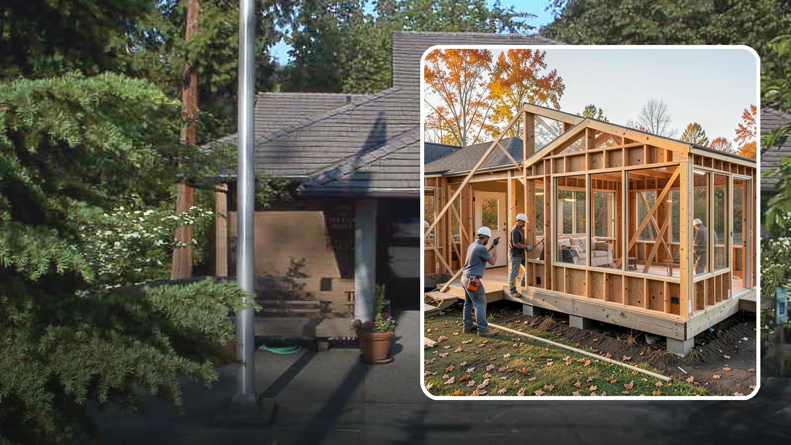 Four-Season Room Construction in Yarrow Point, King County, WA - A fully insulated, climate-controlled room addition usable comfortably all year.