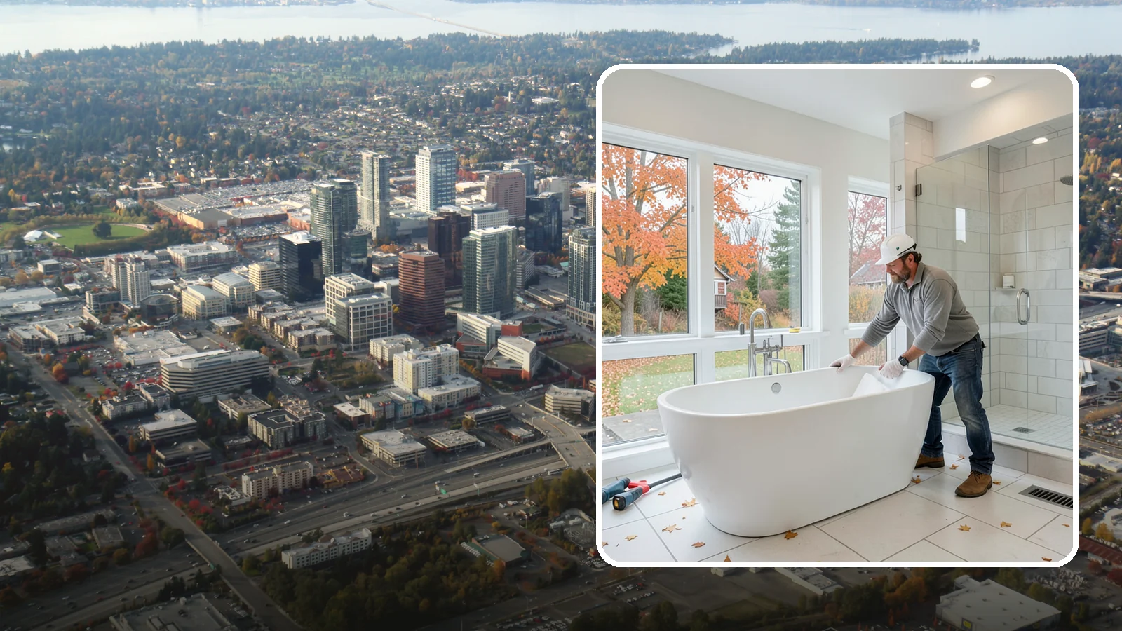 Freestanding Tub Installation in Bellevue, King County, WA - A freestanding tub installation places a striking standalone soaking tub as your bathroom's centerpiece.