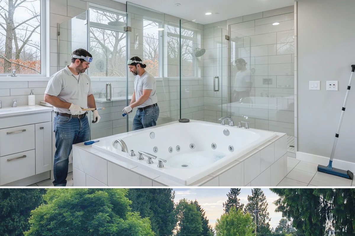Freestanding Tub Installation in Bonney Lake, Pierce County, WA - A freestanding soaking tub is especially inviting in winter, making the colder months a fitting time to install one.