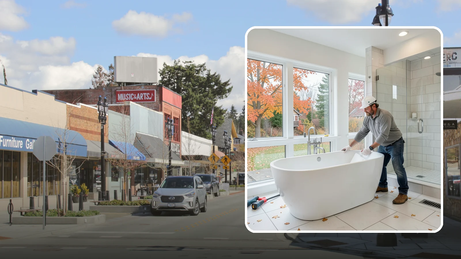 Freestanding Tub Installation in Bothell, King County, WA - A freestanding tub installation places a striking standalone soaking tub as your bathroom's centerpiece.