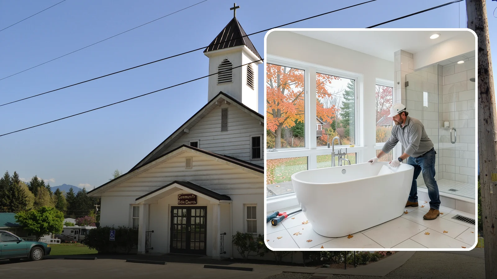 Freestanding Tub Installation in Concrete, Skagit County, WA - A freestanding tub installation places a striking standalone soaking tub as your bathroom's centerpiece.