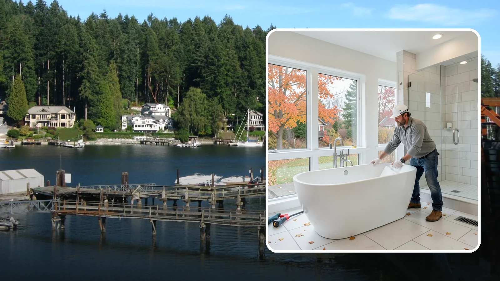 Freestanding Tub Installation in Gig Harbor, Pierce County, WA - A freestanding tub installation places a striking standalone soaking tub as your bathroom's centerpiece.