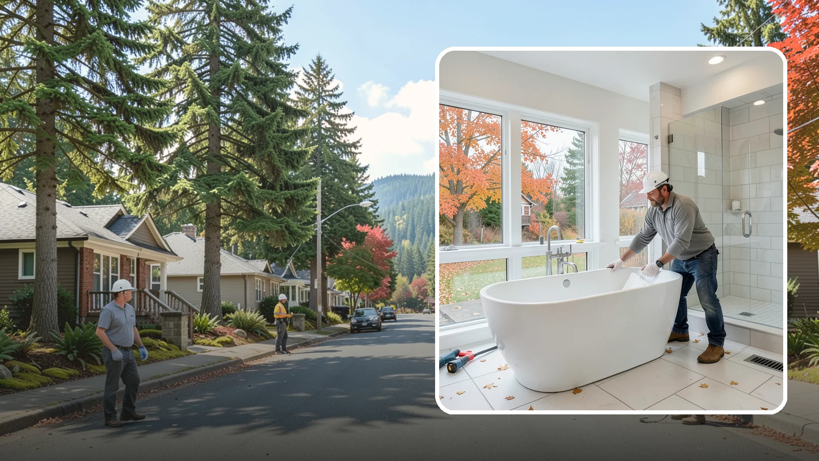 Freestanding Tub Installation in Hunts Point, King County, WA - A freestanding tub installation places a striking standalone soaking tub as your bathroom's centerpiece.