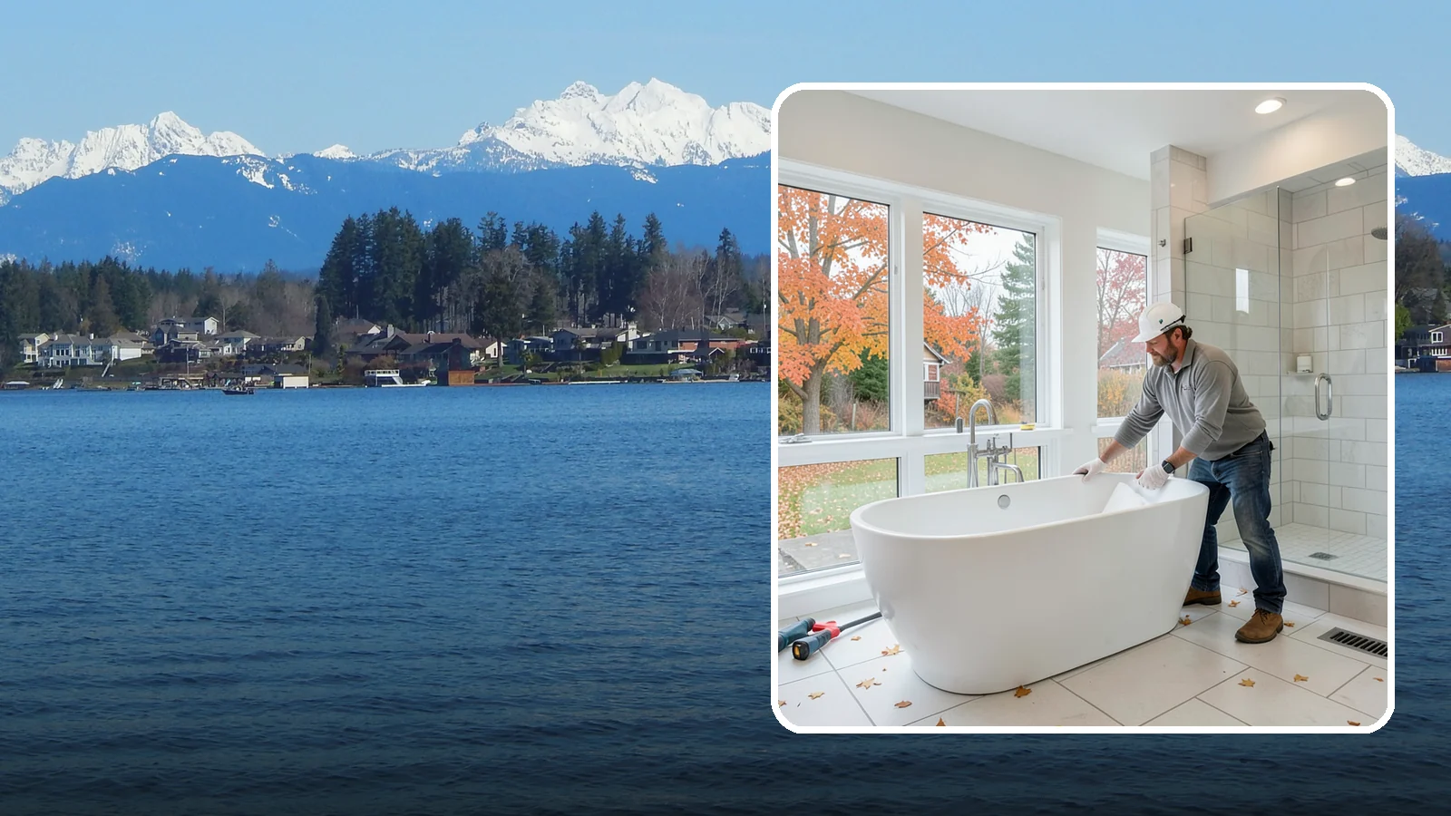 Freestanding Tub Installation in Lake Stevens, Snohomish County, WA - A freestanding tub installation places a striking standalone soaking tub as your bathroom's centerpiece.