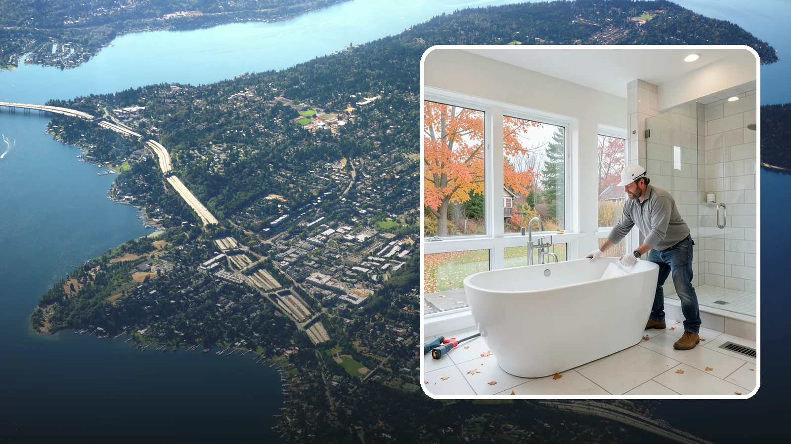 Freestanding Tub Installation in Mercer Island, King County, WA - A freestanding tub installation places a striking standalone soaking tub as your bathroom's centerpiece.