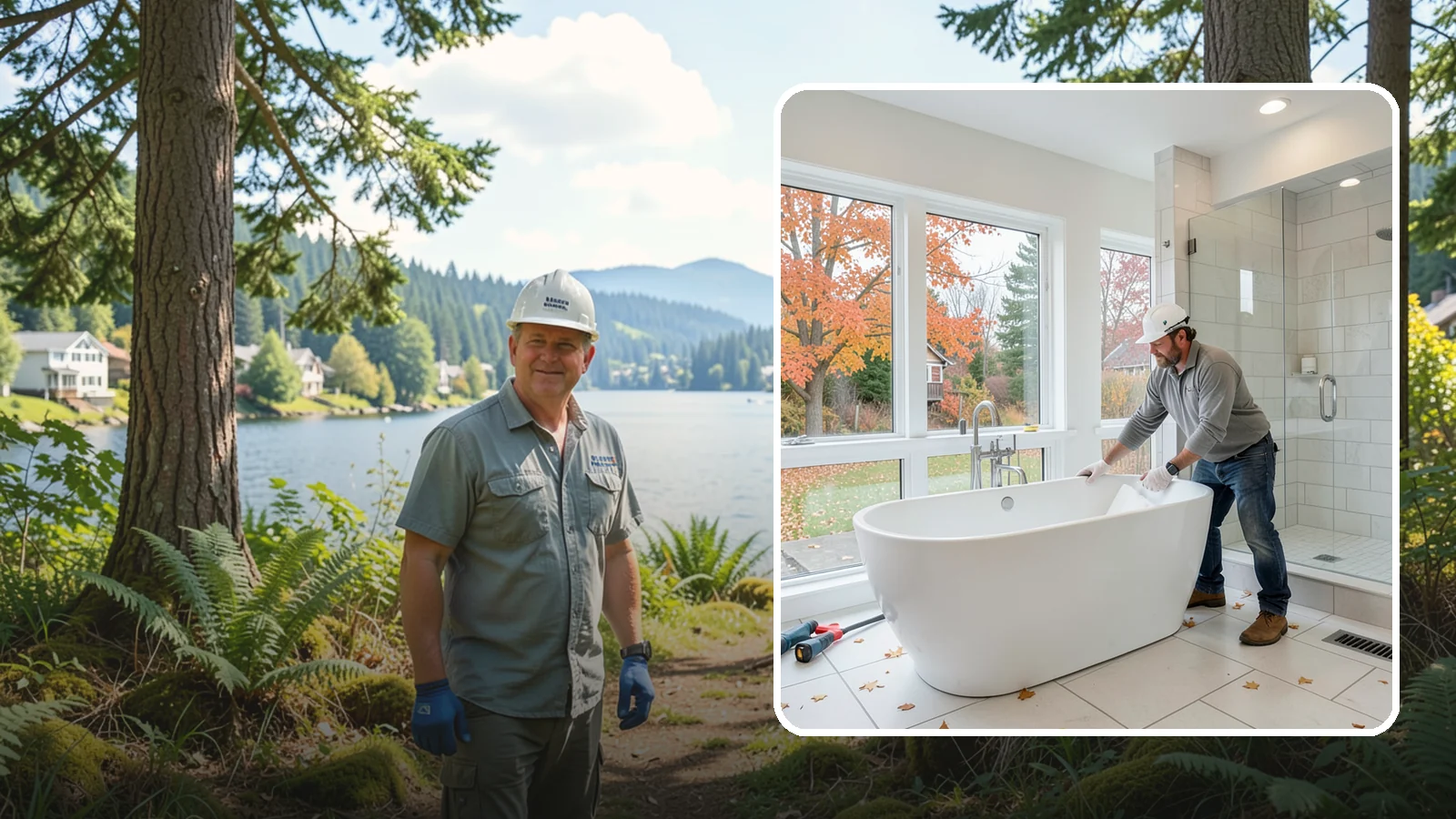Freestanding Tub Installation in Milton, King County, WA - A freestanding tub installation places a striking standalone soaking tub as your bathroom's centerpiece.