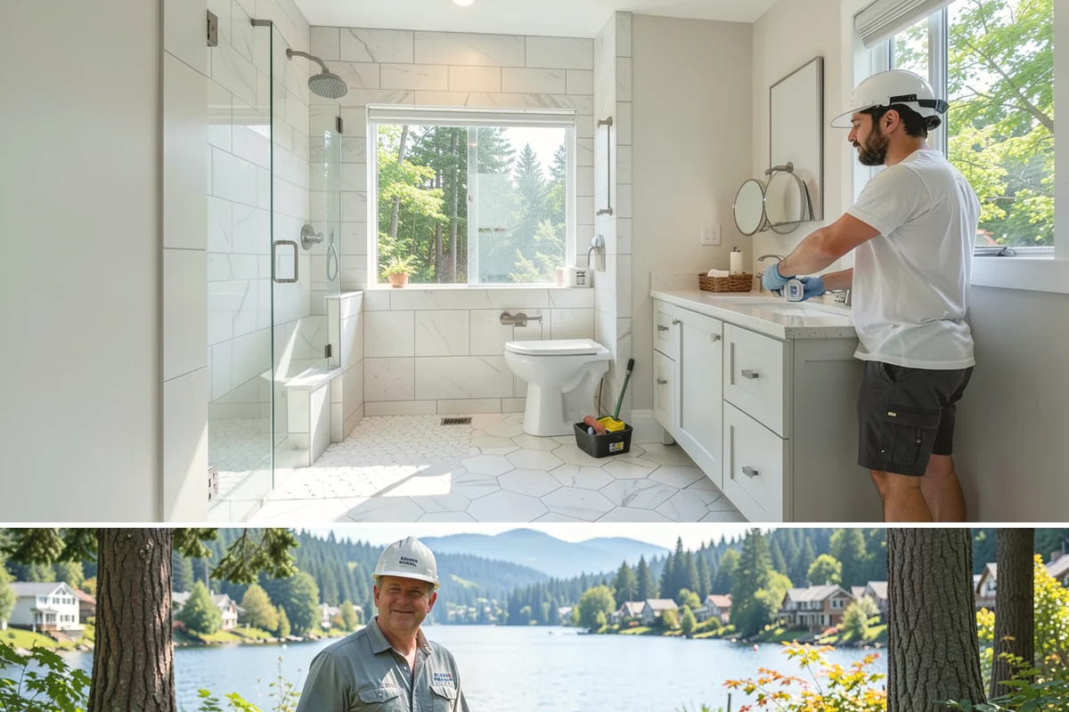 Freestanding Tub Installation in Milton, King County, WA - A freestanding soaking tub is especially inviting in winter, making the colder months a fitting time to install one.