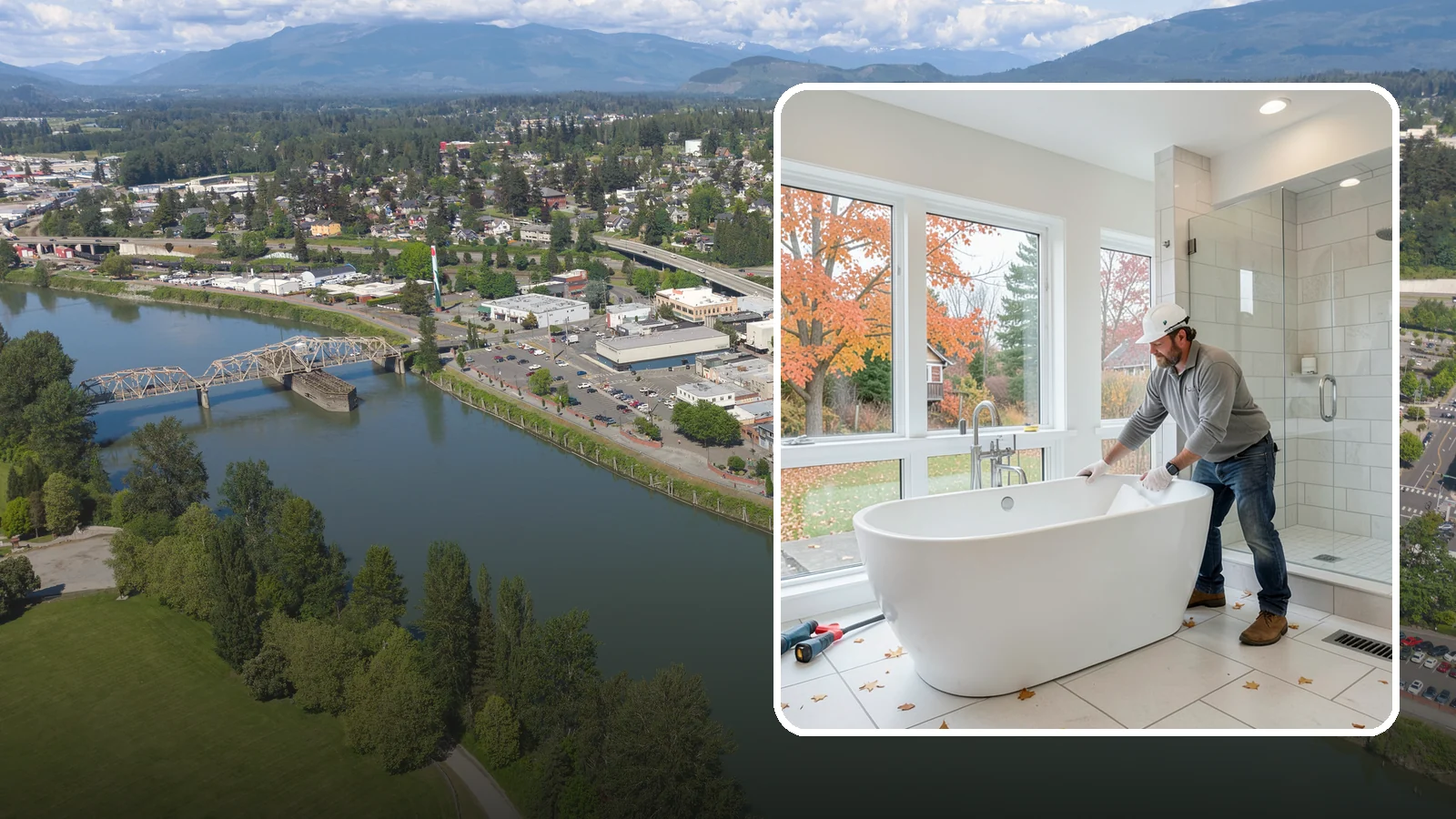 Freestanding Tub Installation in Mount Vernon, Skagit County, WA - A freestanding tub installation places a striking standalone soaking tub as your bathroom's centerpiece.