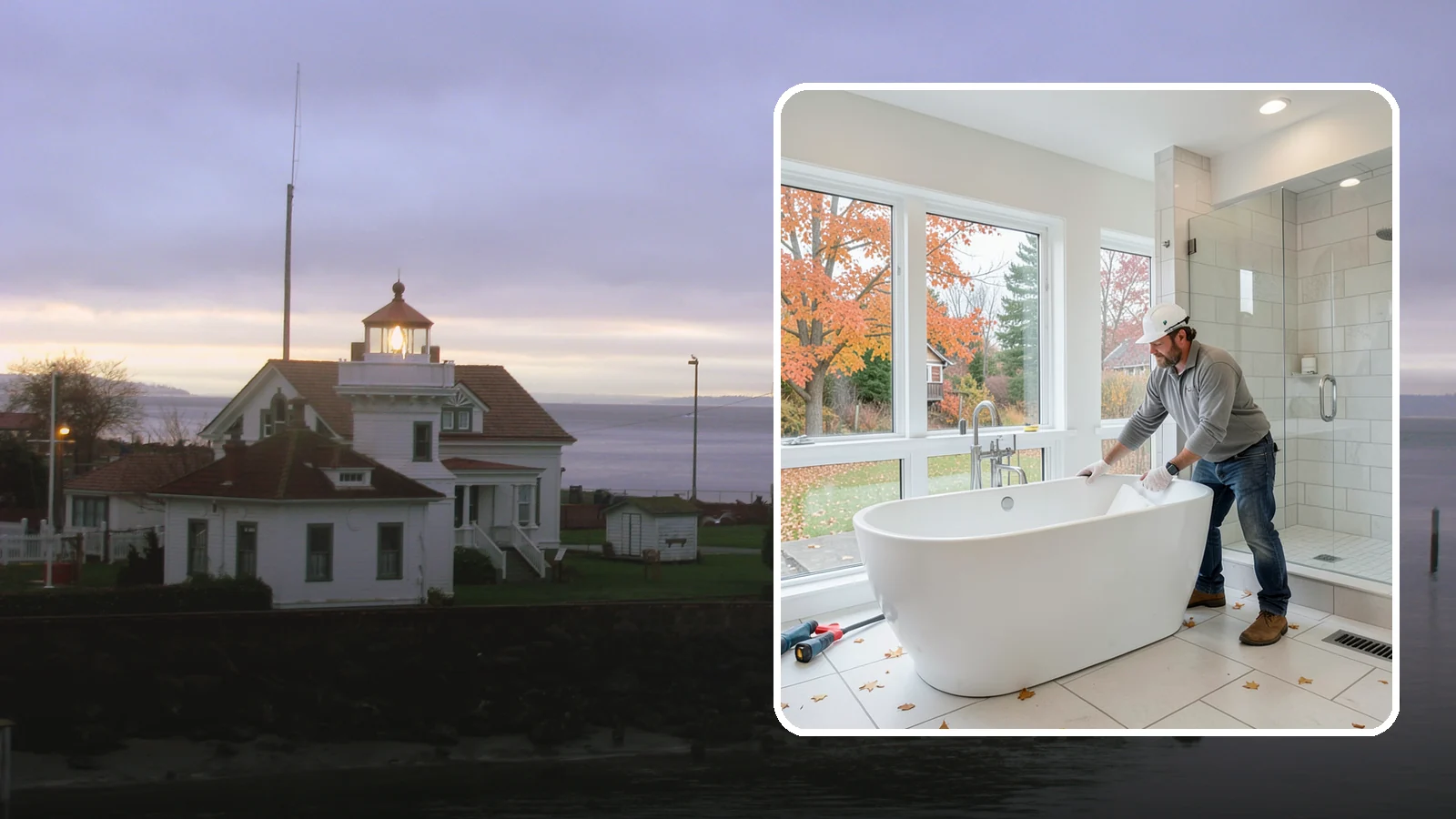 Freestanding Tub Installation in Mukilteo, Snohomish County, WA - A freestanding tub installation places a striking standalone soaking tub as your bathroom's centerpiece.