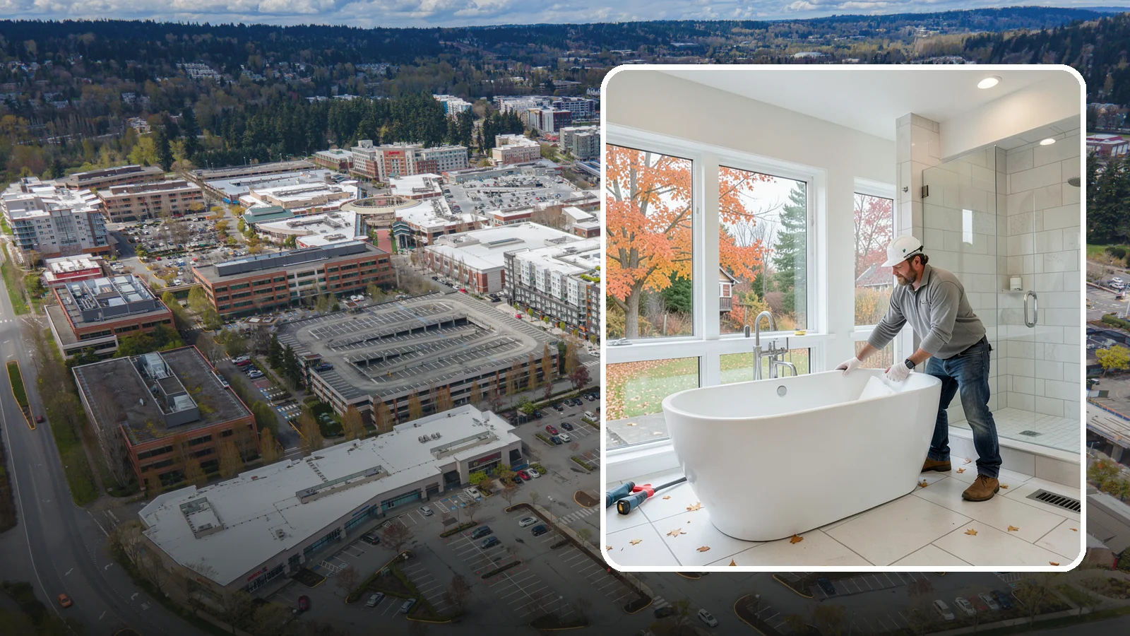 Freestanding Tub Installation in Redmond, King County, WA - A freestanding tub installation places a striking standalone soaking tub as your bathroom's centerpiece.