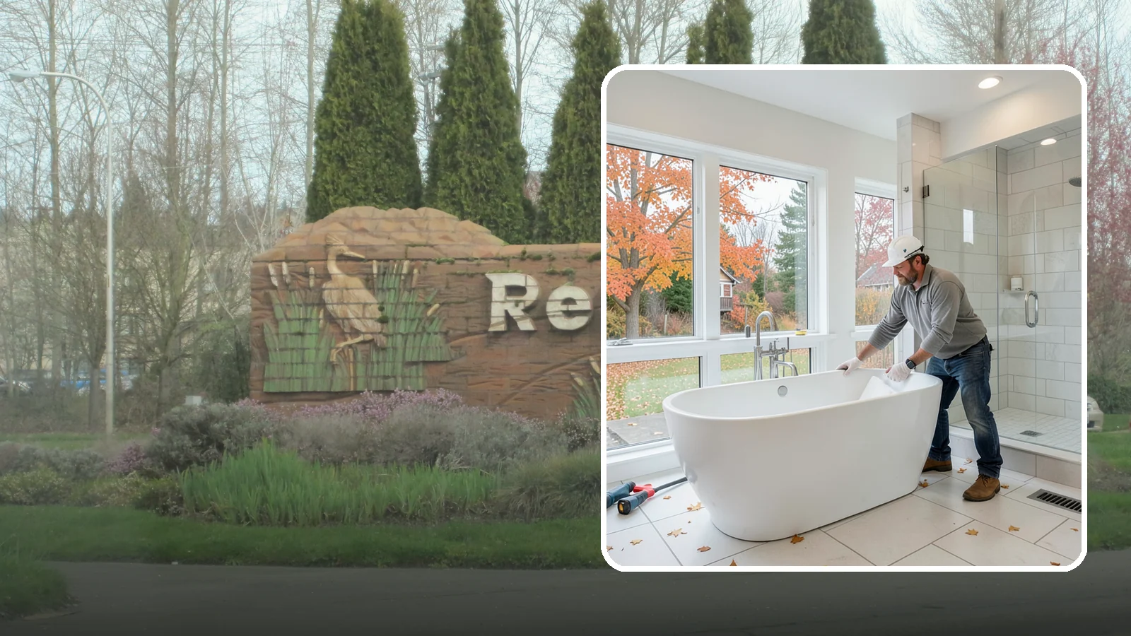 Freestanding Tub Installation in Renton, King County, WA - A freestanding tub installation places a striking standalone soaking tub as your bathroom's centerpiece.