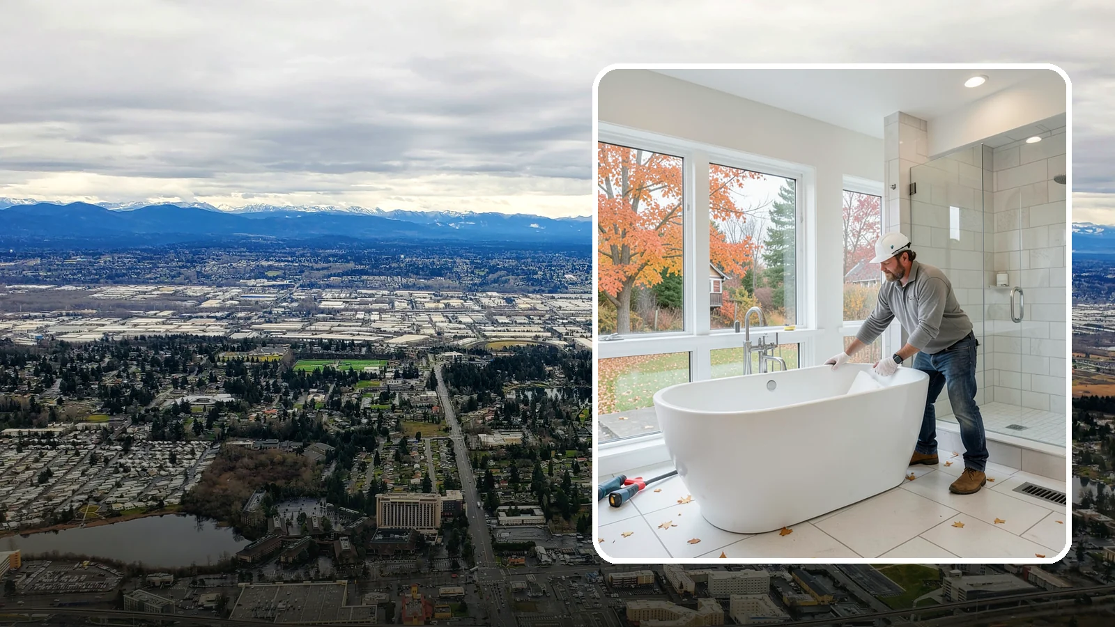 Freestanding Tub Installation in SeaTac, King County, WA - A freestanding tub installation places a striking standalone soaking tub as your bathroom's centerpiece.