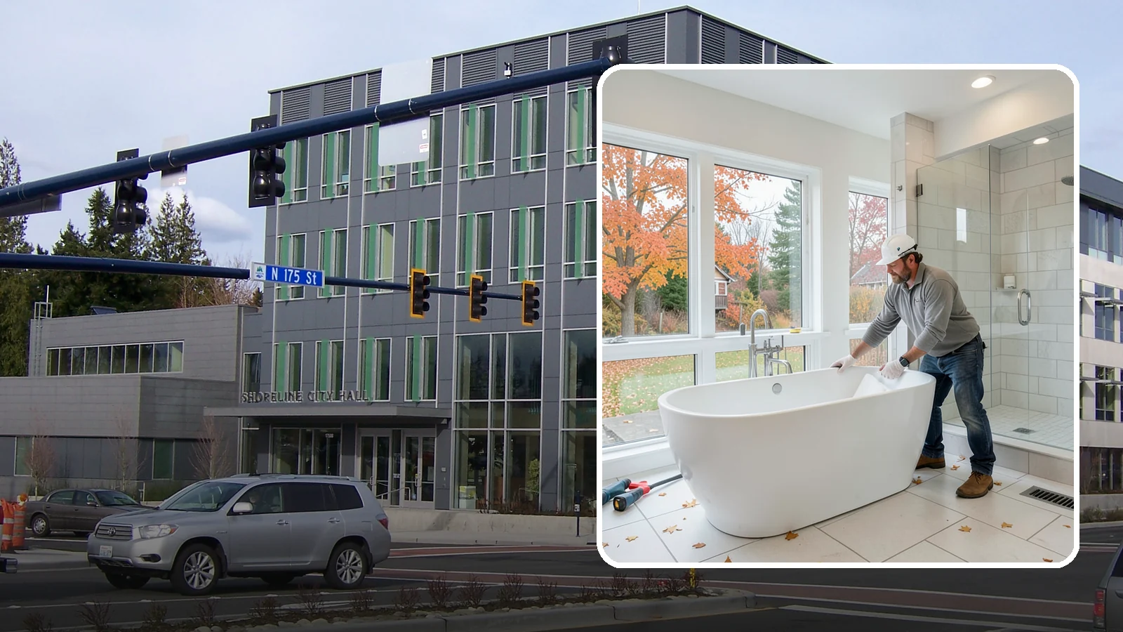Freestanding Tub Installation in Shoreline, King County, WA - A freestanding tub installation places a striking standalone soaking tub as your bathroom's centerpiece.