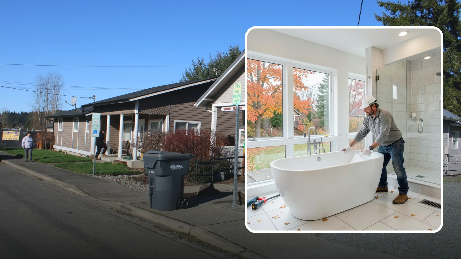 Freestanding Tub Installation in South Prairie, Pierce County, WA - A freestanding tub installation places a striking standalone soaking tub as your bathroom's centerpiece.
