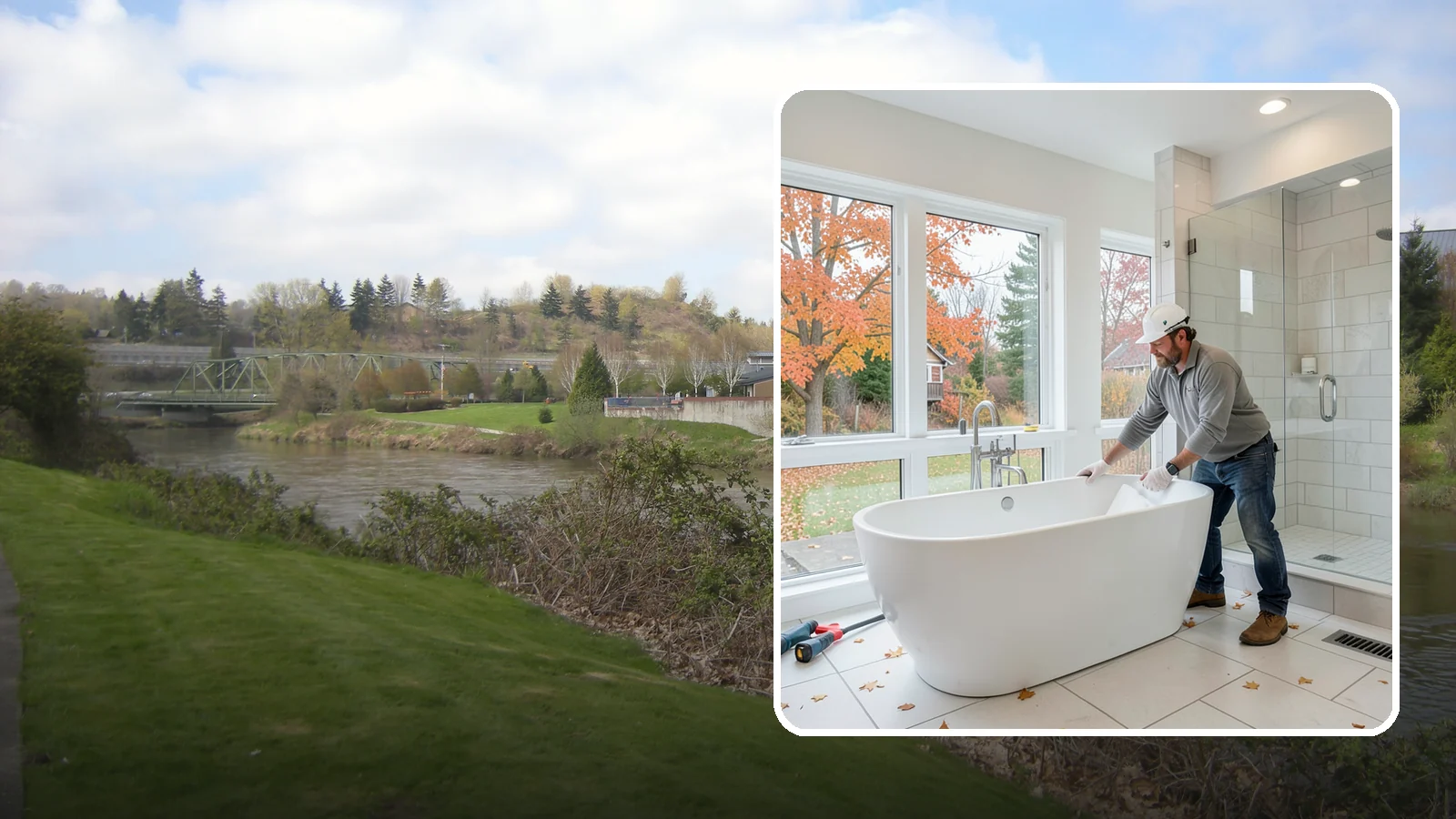 Freestanding Tub Installation in Tukwila, King County, WA - A freestanding tub installation places a striking standalone soaking tub as your bathroom's centerpiece.