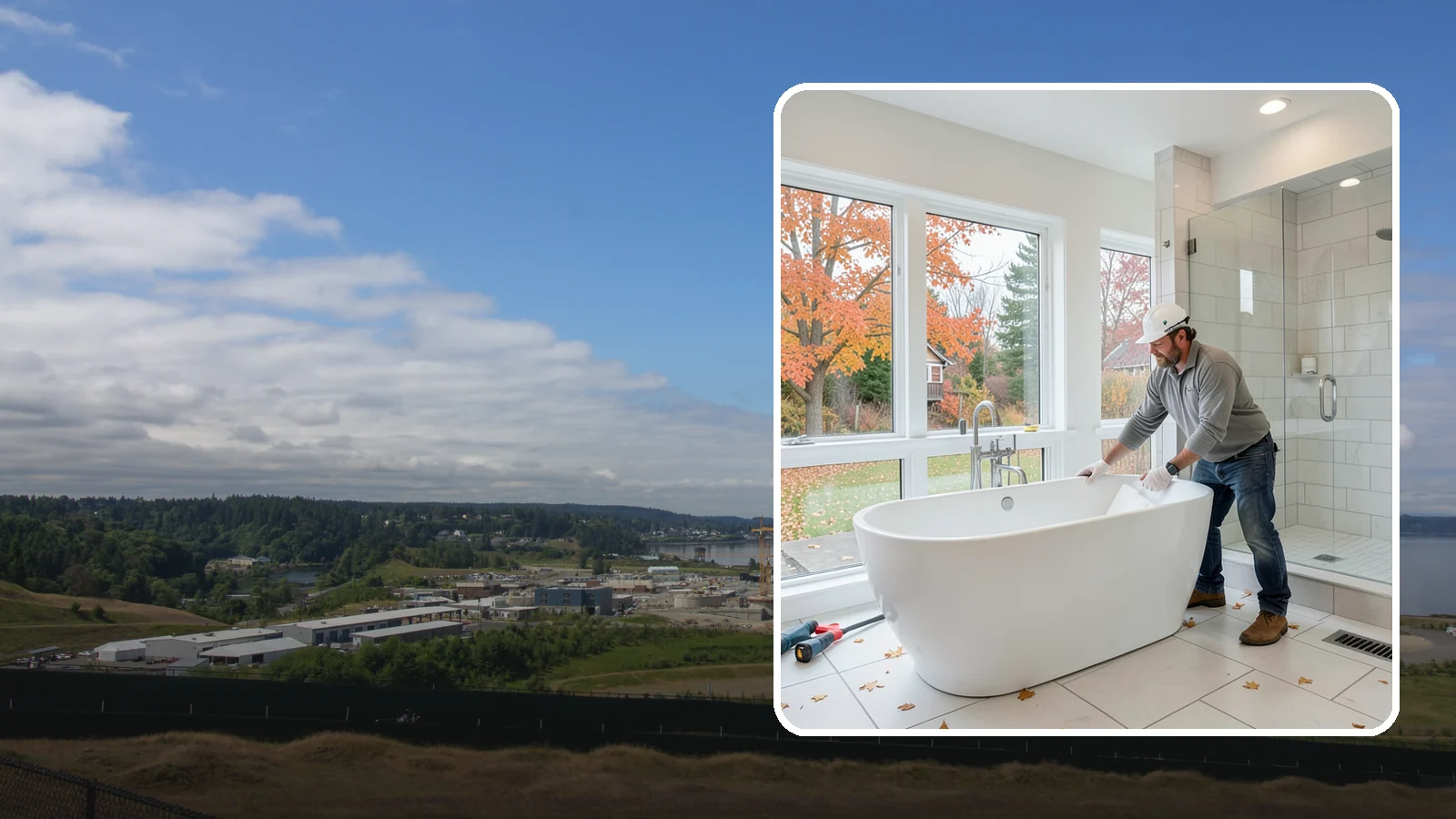 Freestanding Tub Installation in University Place, Pierce County, WA - A freestanding tub installation places a striking standalone soaking tub as your bathroom's centerpiece.