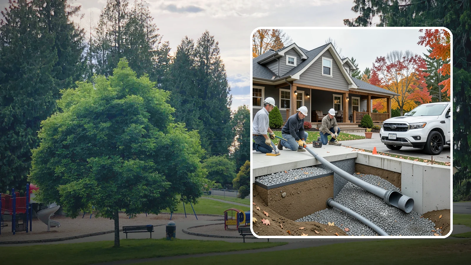 French Drain Installation in Bonney Lake, Pierce County, WA - Burying a gravel-and-pipe drain that intercepts groundwater and carries it away from your foundation or wet yard.