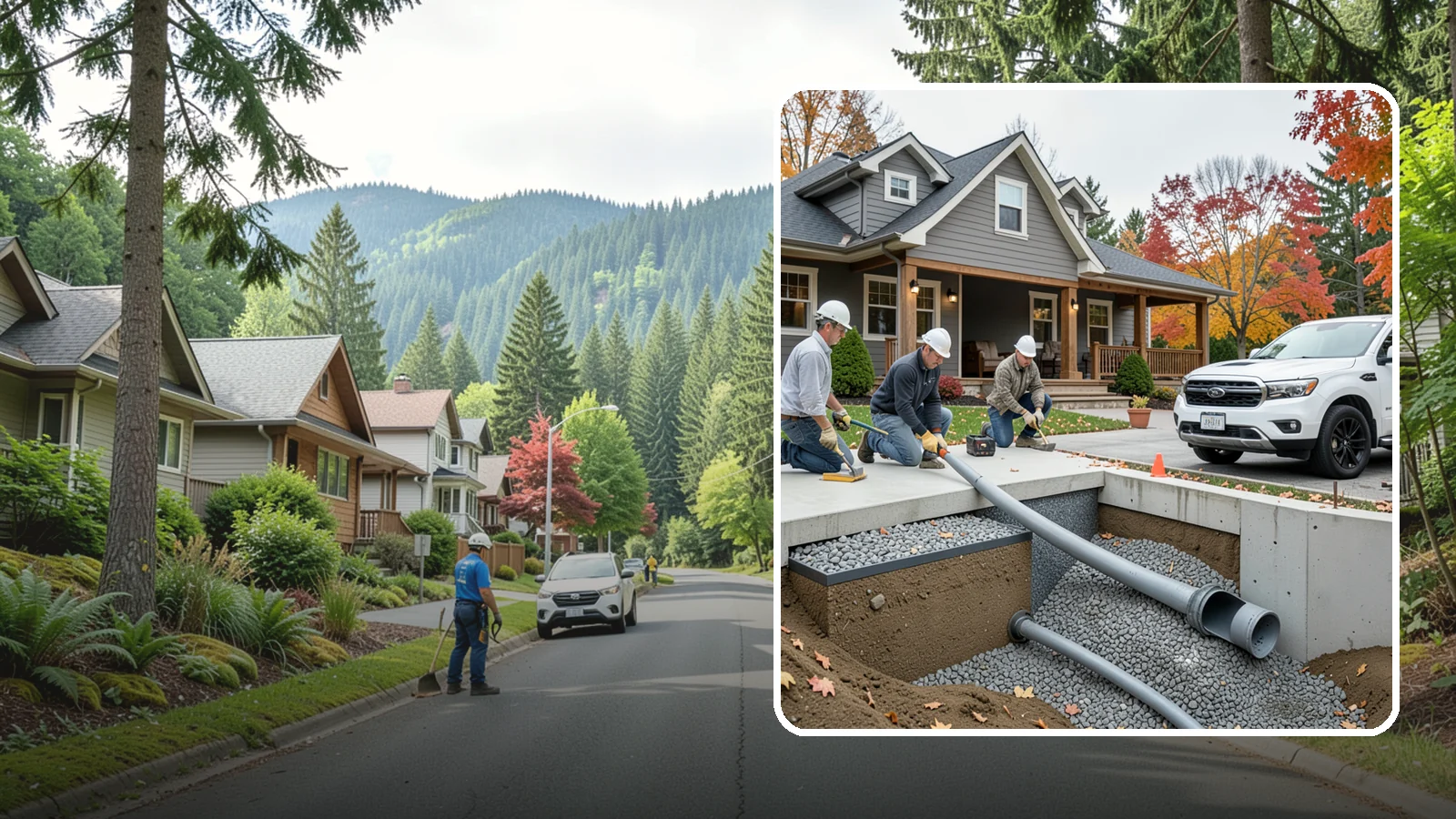 French Drain Installation in Darrington, Snohomish County, WA - Burying a gravel-and-pipe drain that intercepts groundwater and carries it away from your foundation or wet yard.