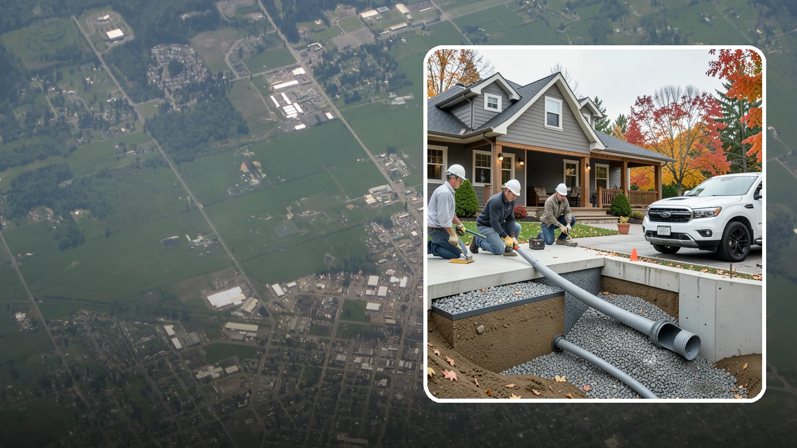French Drain Installation in Enumclaw, King County, WA - Burying a gravel-and-pipe drain that intercepts groundwater and carries it away from your foundation or wet yard.