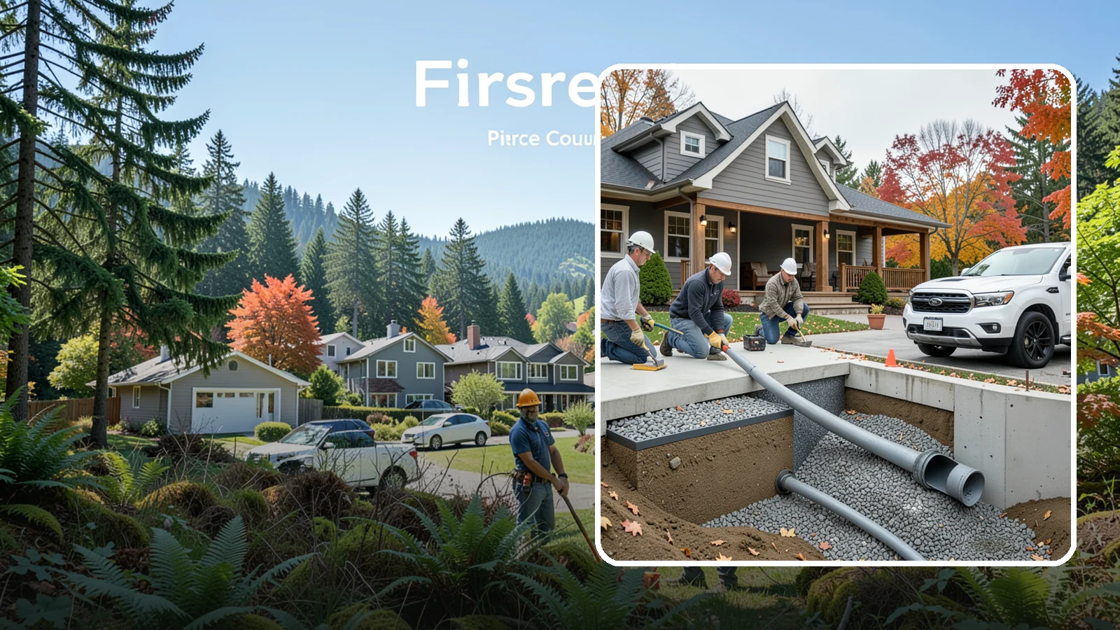 French Drain Installation in Fircrest, Pierce County, WA - Burying a gravel-and-pipe drain that intercepts groundwater and carries it away from your foundation or wet yard.