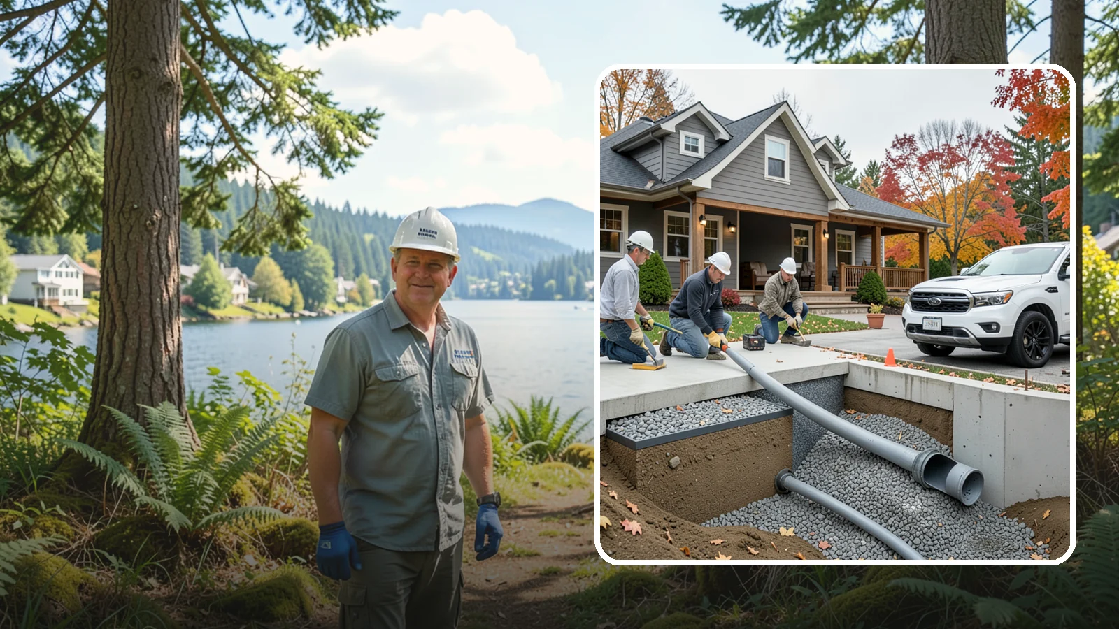 French Drain Installation in Milton, King County, WA - Burying a gravel-and-pipe drain that intercepts groundwater and carries it away from your foundation or wet yard.