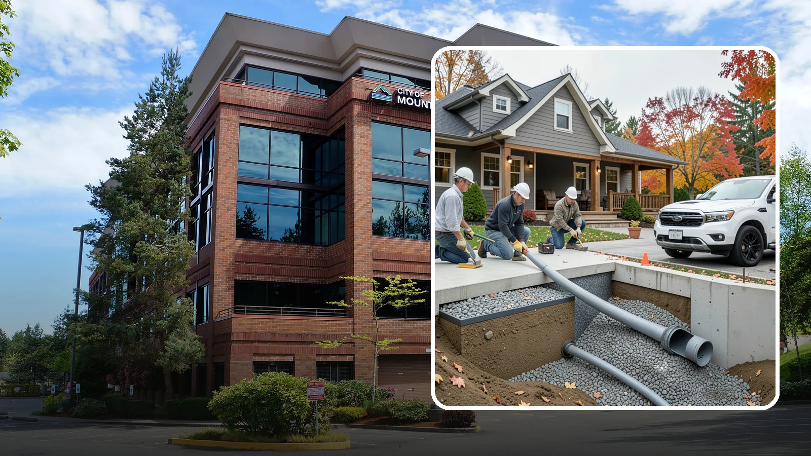 French Drain Installation in Mountlake Terrace, Snohomish County, WA - Burying a gravel-and-pipe drain that intercepts groundwater and carries it away from your foundation or wet yard.