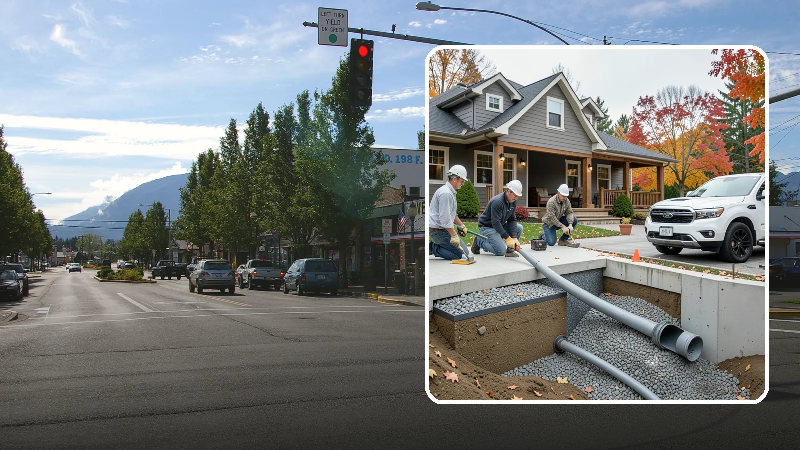 French Drain Installation in North Bend, King County, WA - Burying a gravel-and-pipe drain that intercepts groundwater and carries it away from your foundation or wet yard.