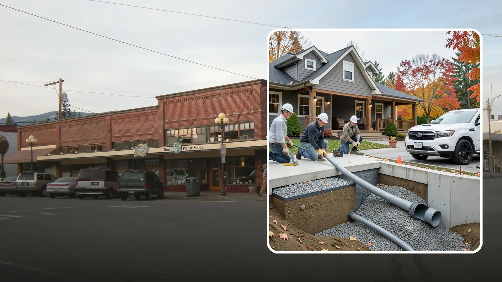 French Drain Installation in Sedro-Woolley, Skagit County, WA - Burying a gravel-and-pipe drain that intercepts groundwater and carries it away from your foundation or wet yard.