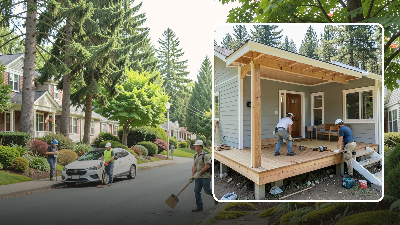 Front Porch Construction in Beaux Arts Village, King County, WA - Front porch construction that boosts curb appeal and creates a welcoming entrance to your home.