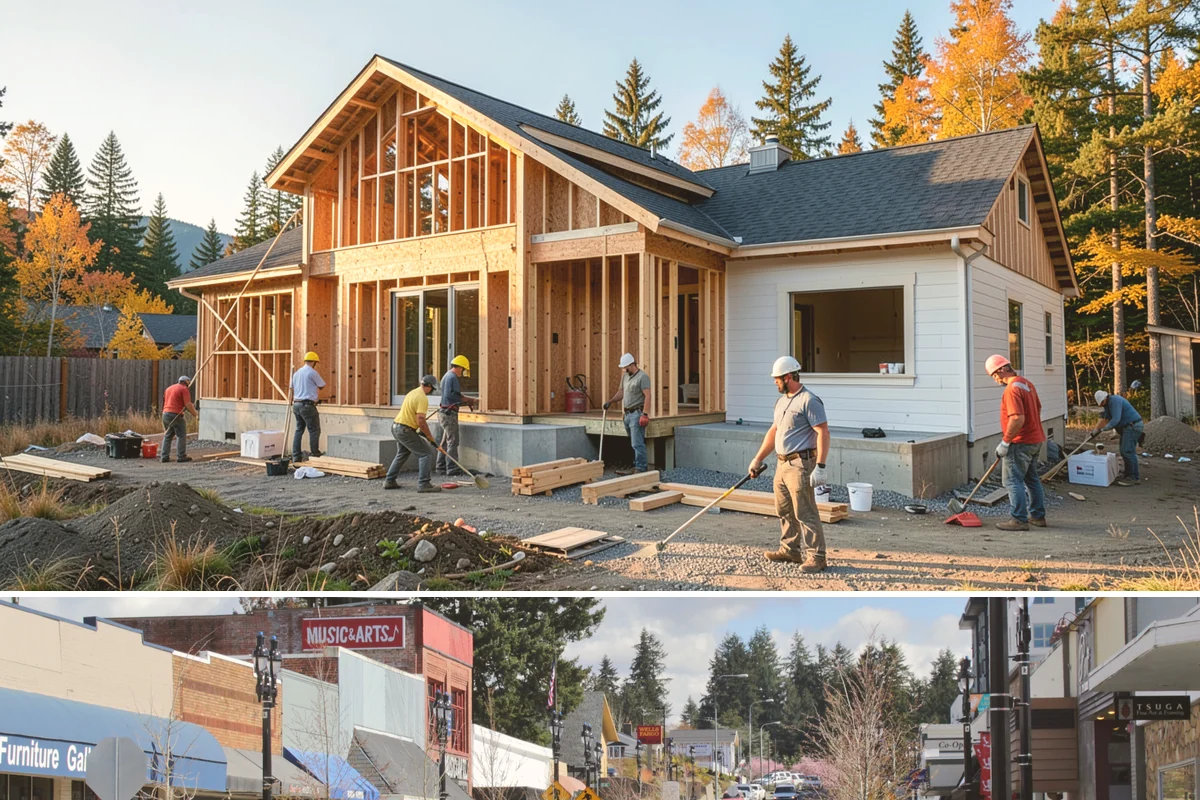 Front Porch Construction in Bothell, King County, WA - Late spring through early fall provides the dry conditions ideal for tying a new porch roof into your home.