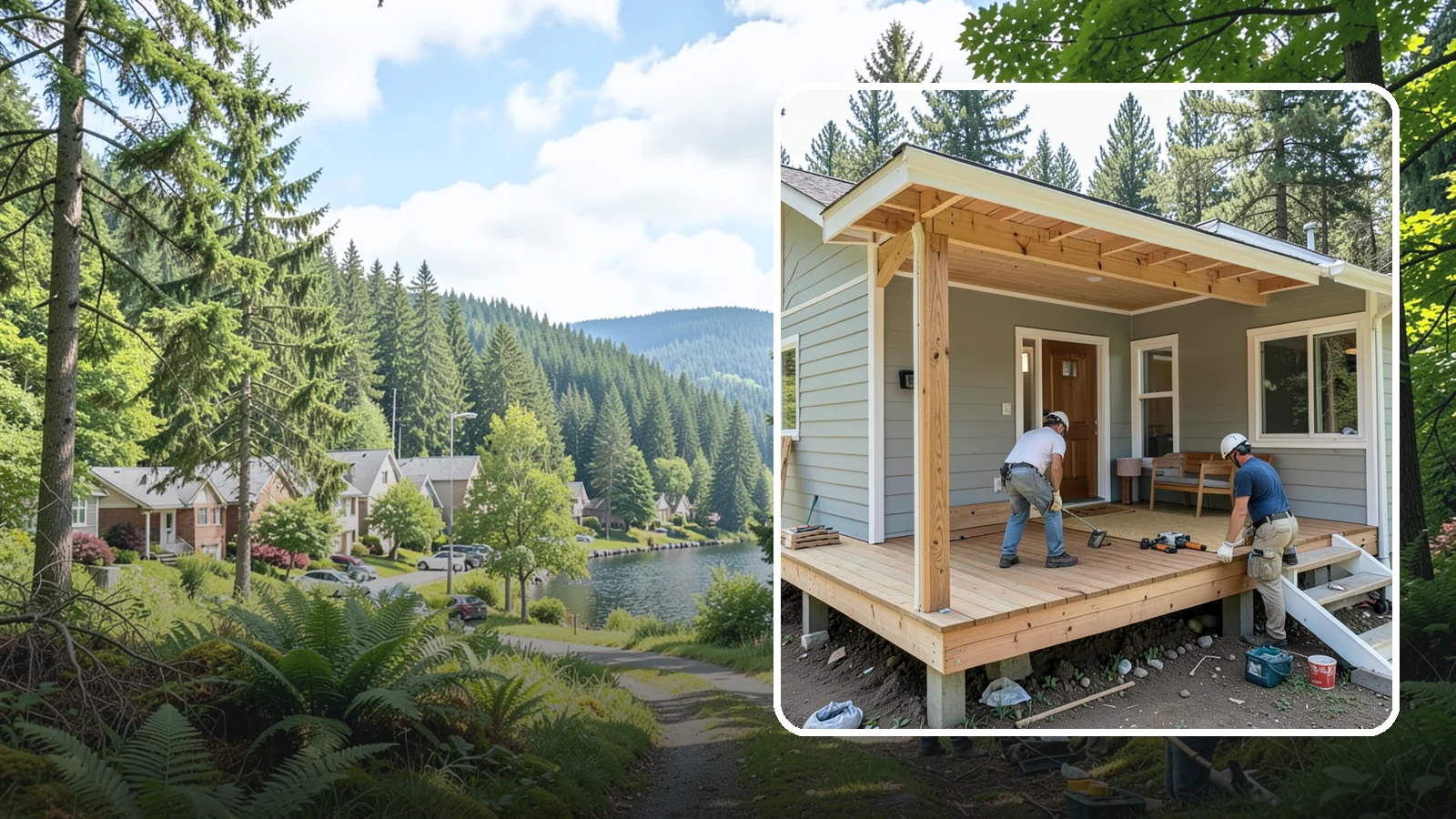 Front Porch Construction in Lake Forest Park, King County, WA - Front porch construction that boosts curb appeal and creates a welcoming entrance to your home.