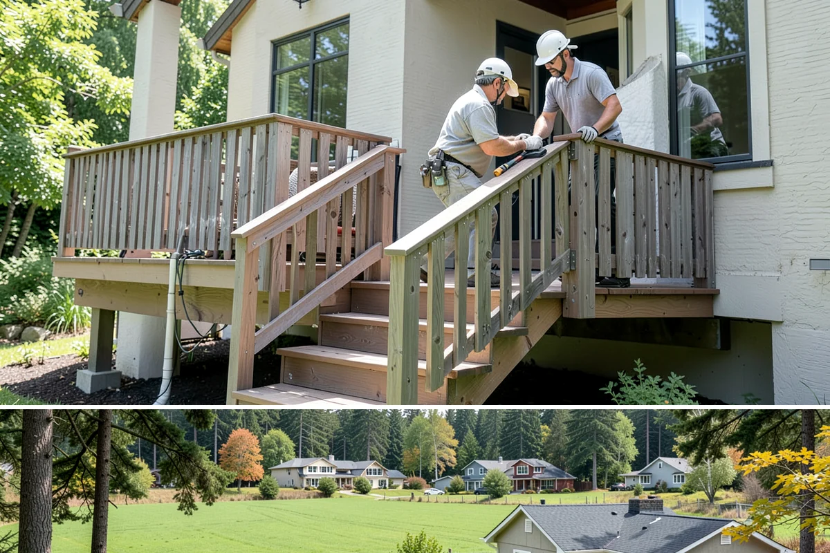 Front Porch Construction in Lyman, Skagit County, WA - Late spring through early fall provides the dry conditions ideal for tying a new porch roof into your home.