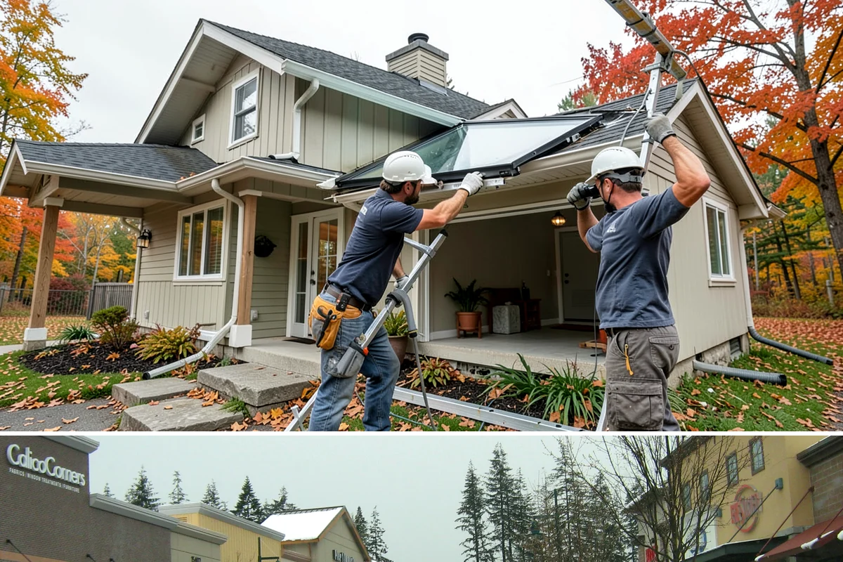 Front Porch Construction in Mill Creek, Snohomish County, WA - Late spring through early fall provides the dry conditions ideal for tying a new porch roof into your home.