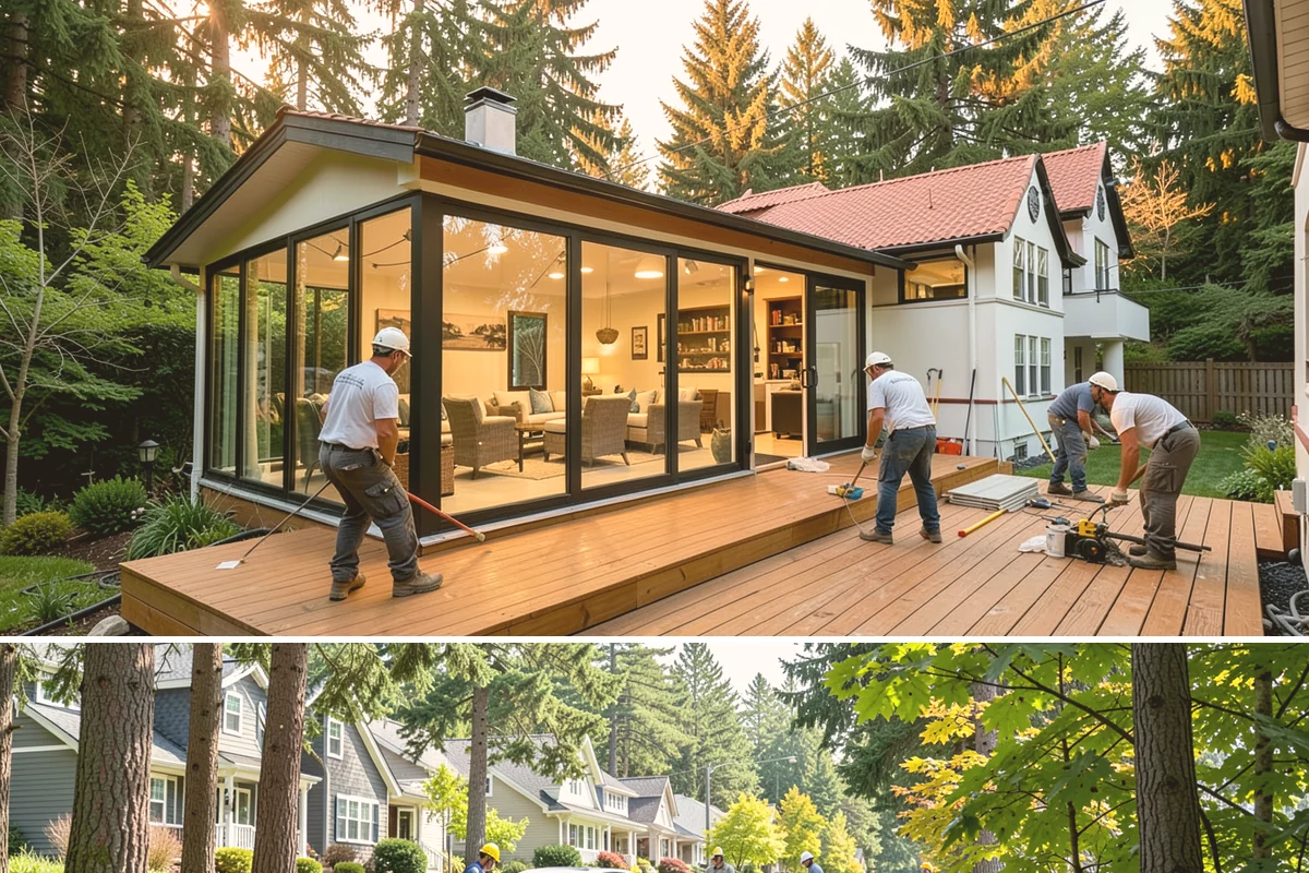Front Porch Construction in Normandy Park, King County, WA - Late spring through early fall provides the dry conditions ideal for tying a new porch roof into your home.