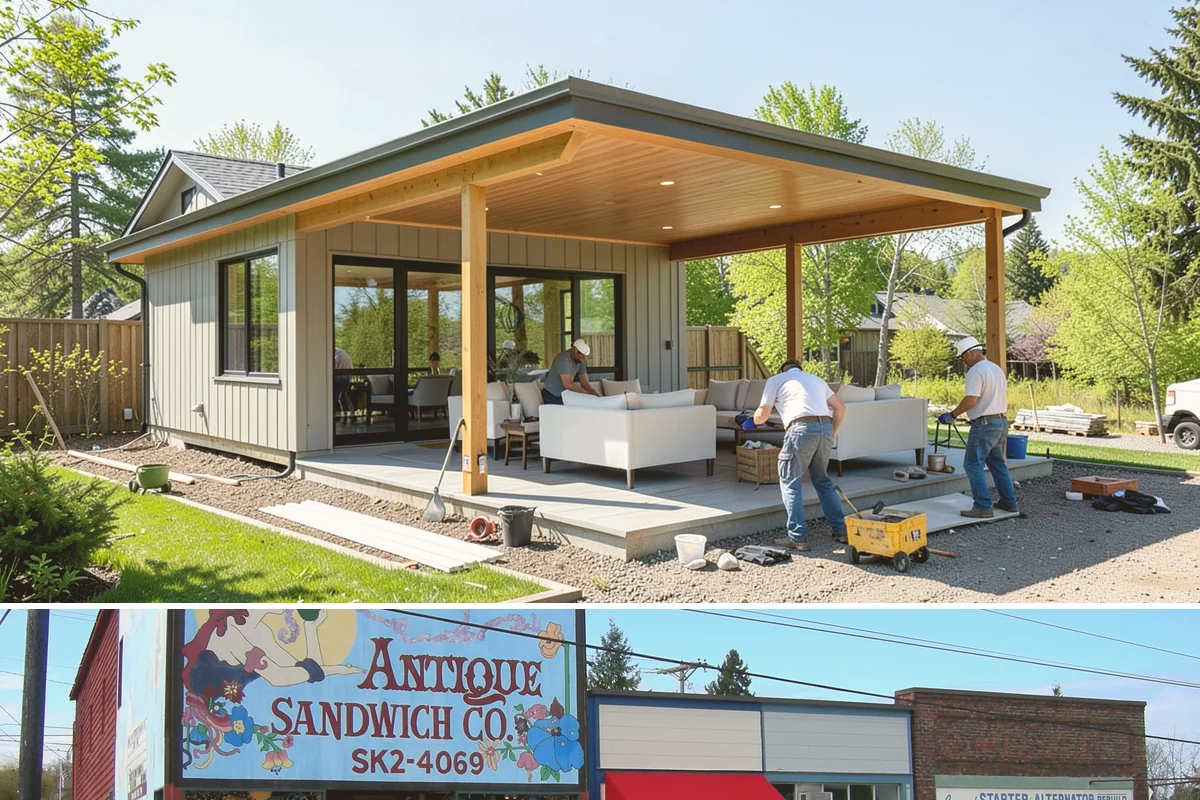 Front Porch Construction in Ruston, Pierce County, WA - Late spring through early fall provides the dry conditions ideal for tying a new porch roof into your home.